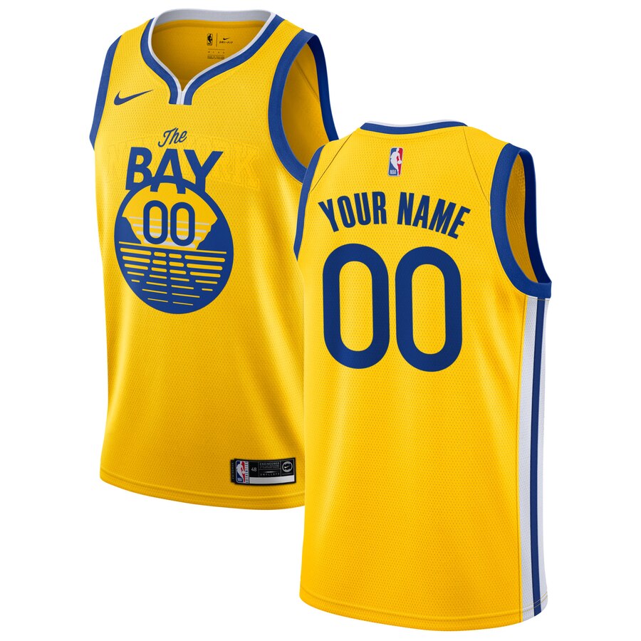 Men Golden State Warriors #00 customized Game yellow new Nike NBA Jerseys